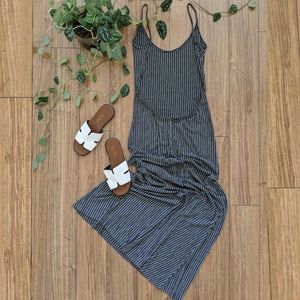 🖤Casual Stripe Print Maxi Low Back Tank Dress SM